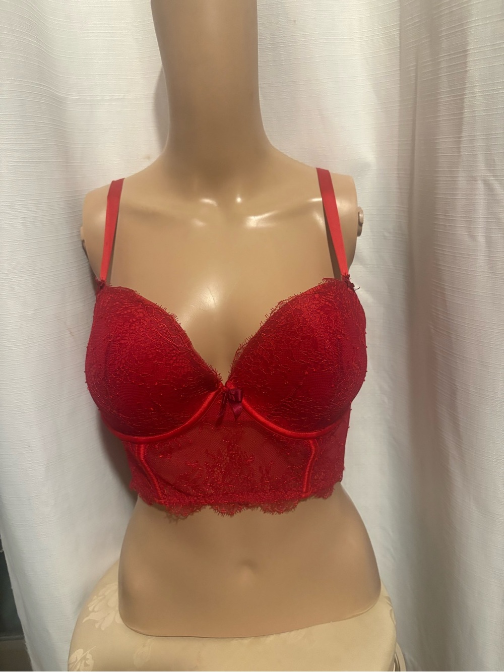 Victoria Secret Very Sexy Red 36D Push-up Long Line bra Bustier Corset Sexy